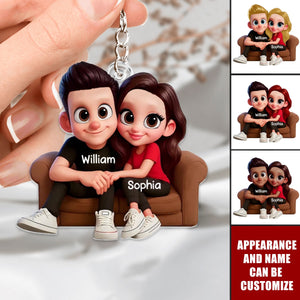 Cartoon Couple You & Me We Got This Personalized Keychain