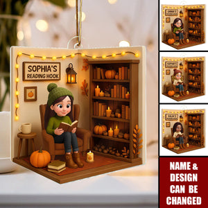 Reading Hook Cozy Season Personalized Acrylic Ornament