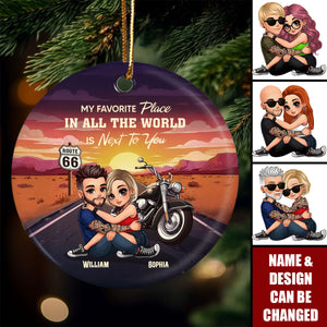 Bikers Couple Riding Partners For Life - Personalized Ceramic Ornament