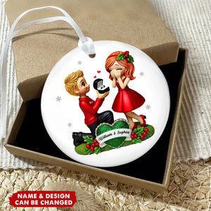 This Year We Got Engaged Personalized Ceramic Ornament