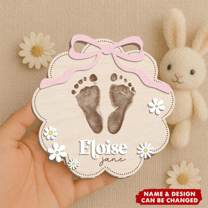 Personalized Birth Announcement Sign - Pink Bow Baby Name Sign