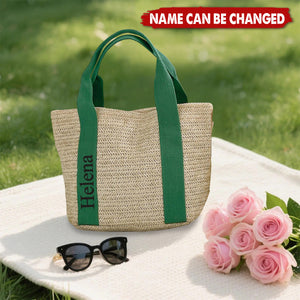 Custom Handwoven Straw Beach Shoulder Bag