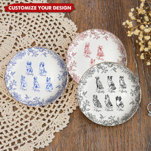 Dog Custom Breeds Chinoiserie Toile De Jouy - Personalized Jewelry Dish