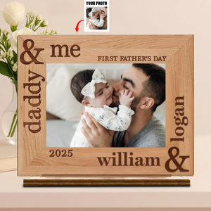 Custom Photo Our First Fathers Day Together - Family Personalized 2-Layered Wooden Plaque