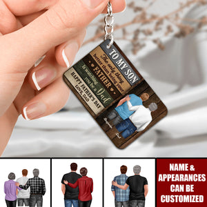 Colored Wood Pallets To My Son From Mom Happy Father's Day Personalized Wooden Keychain
