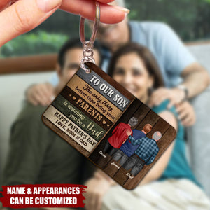 Colored Wood Pallets To My Son From Mom Happy Father's Day Personalized Wooden Keychain