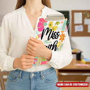 Boho Floral Personalized Teacher Clipboard, Back To School Teacher Appreciation Gift