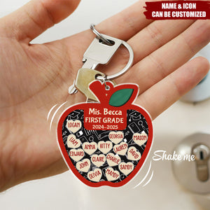 Thank You Teacher Apple - Personalized Shaker Keychain, Back to School Gift