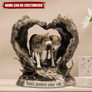 Wolf Couple - Personalized Acrylic Plaque, Gifts For Couple