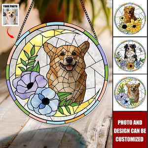 Custom Photo Pet Portrait - Personalized Stained Glass Window Hanging Suncatcher
