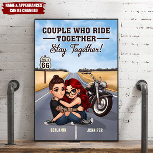 Bikers Couple Riding Partners For Life Personalized Poster, Gift For Him, Gift For Her