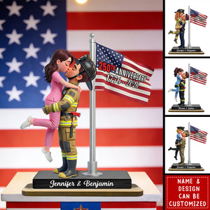 Proud Hero Couple Nation Flag - Personalized 2-Layered Wooden Plaque - Valentine's Day Gift For Couple, For Him, For Her, Nurse, Police, Firefighter, Army