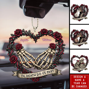 Skull Couple Spooky Skeleton Style ’Til Death Do Us Part - Personalized Rear View Mirror Accessory