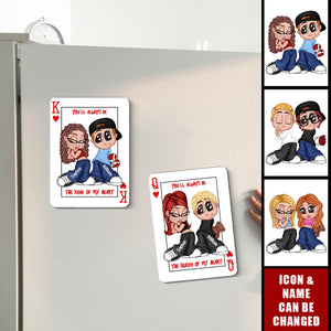 You're King/Queen Of My Heart Y2K Couple - Personalized Acrylic Fridge Magnet - Valentine's Day Gift, Anniversary Gift