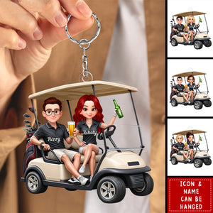 Funny Golf Couple - Personalized Acrylic Keychain - Gift for Couple