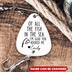 I'm Glad You Hooked Me - Personalized Fishing Lure Keychain