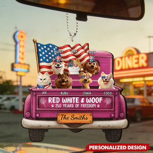 Red White Woof 250 Years Of Freedom - Personalized Acrylic Car Ornament