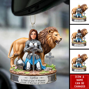 Warrior Of Christ Personalized Gifts For Christian Acrylic Car Ornament