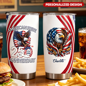 Custom Name American Pride Patriotic 250th Anniversary Eagle Fat Tumbler