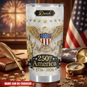 Personalized 250th America Tumbler, 1776-2026 Patriotic Independence Day Gift