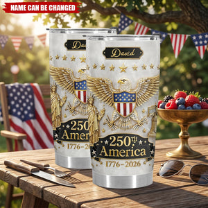Personalized 250th America Tumbler, 1776-2026 Patriotic Independence Day Gift