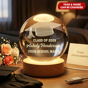 Class Of Graduation Senior Illusion Graduation Cap - Personalized Crystal Ball LED Night Light
