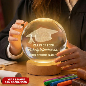 Class Of Graduation Senior Illusion Graduation Cap - Personalized Crystal Ball LED Night Light