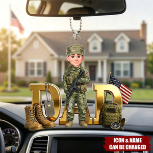 Proud American Army Military Hero Dad - Personalized Acrylic Car Ornament