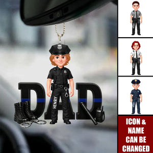Proud American Police Officer Dad - Personalized Acrylic Car Ornament