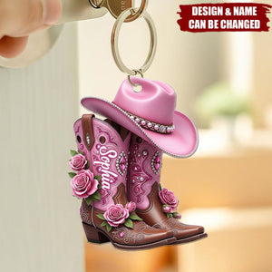 Cowgirl Boots - Personalized Cowgirl Acrylic Keychain