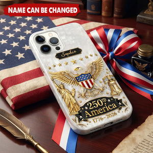 Personalized 250th America Phone Case, 1776-2026 Patriotic Independence Day Gift