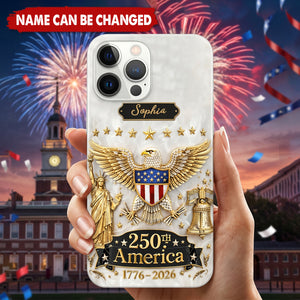 Personalized 250th America Phone Case, 1776-2026 Patriotic Independence Day Gift
