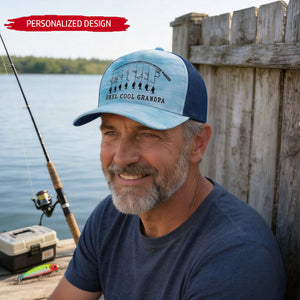 Father's Day Gifts, Reel Cool Dad, Grandpa - Personalized Cap