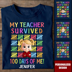 Personalized Shirt - 100 Days Of School School Gifts For Boys Girls Kids
