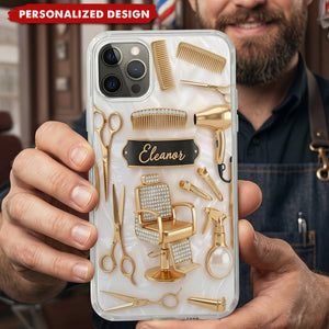 Custom Name Hairstylist 3D Clear Phone Case, Personalized Gift For Hairdresser