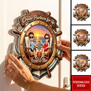 Personalized Cruise Ship Door Magnet - Custom Summer Vacation And Travel Gift for Him And Her, Husband And Wife - Sunset Cruise Vibes