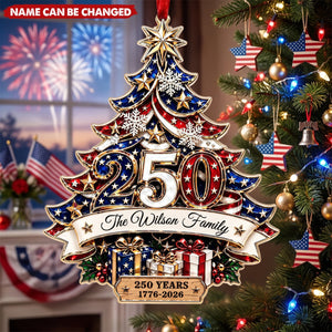 Custom 250th USA Anniversary Acrylic Ornament, Personalized Patriotic Family Christmas Decor 1776-2026