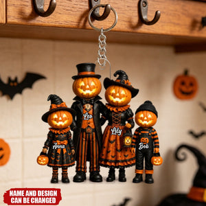 Halloween Jack-o'-lantern Family - Personalized Acrylic Keychain