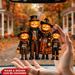 Halloween Jack-o'-lantern Family - Personalized Acrylic Car Ornament