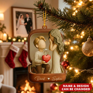 ''She Said Yes''- Personalized Couple Marriage Proposal Acrylic Ornament, Engagement Gift For Couples