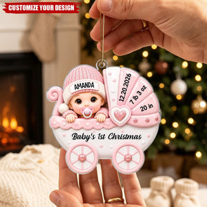 Custom First Christmas Acrylic Ornament - Personalized Baby Shower, Gender Reveal Gifts For New Moms, New Dads, New Parents - Sweetest Addition To Our Family