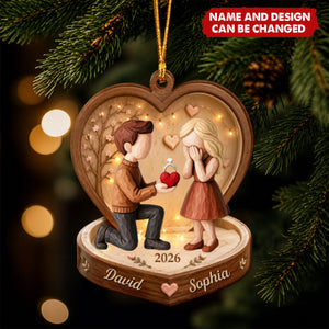 Personalized Couple Marriage Proposal Acrylic Ornament, Custom Engagement Keepsake, Newlyweds