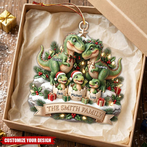 Dinosaur Family Ornament - Personalized Christmas Gifts For Family