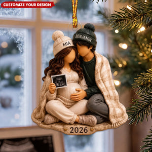 Personalized Pregnancy Christmas Acrylic Ornament - Baby 2026 Keepsake