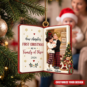 New Chapter First Christmas As Family Of Three - Personalized Acrylic Ornament
