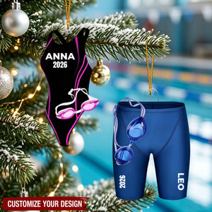 Personalized Name Swimming Acrylic Ornament - Swimming Lovers Gift