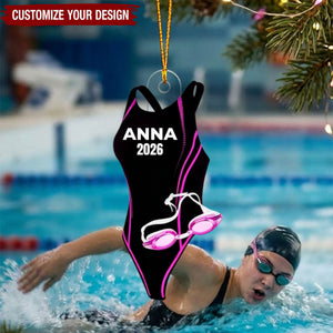 Personalized Name Swimming Acrylic Ornament - Swimming Lovers Gift