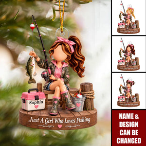 Personalized Acrylic Fishing Ornament - Custom Gift For Girl