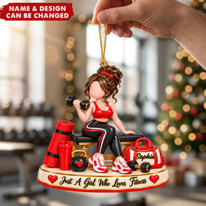Personalized Fitness Girl Ornament - Gym Lover Keepsake