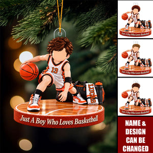Personalized Basketball Boy Acrylic Ornament - Gift For Grandson